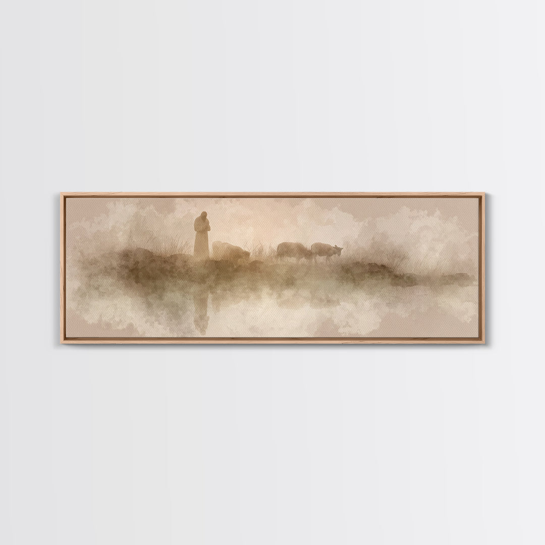 Silent Morning Watch – Framed Canvas Print – Panoramic Print – Christian Art Canvas – Jesus Painting – Christian Art
