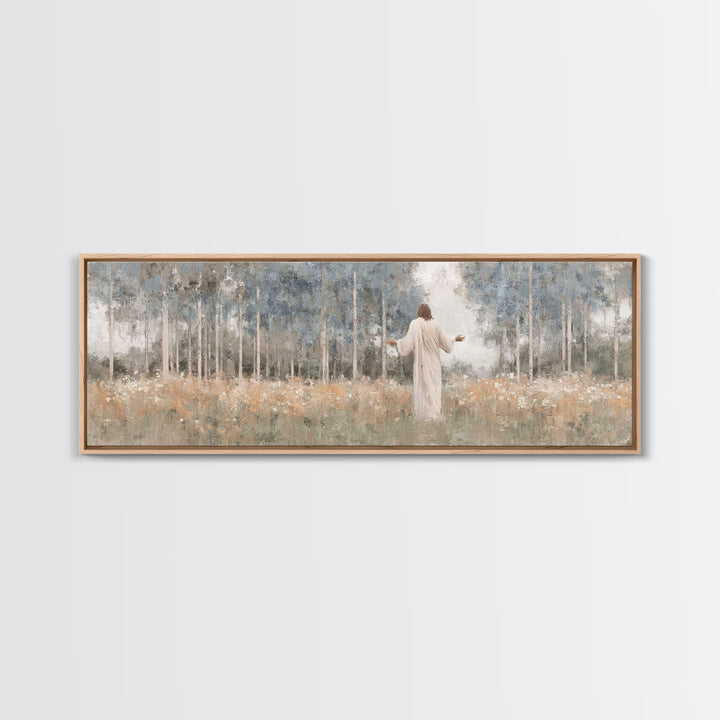 Garden Of Grace | Framed Canvas Print | Christian Art Canvas | Panoramic Print | Jesus Painting | Christian Decor