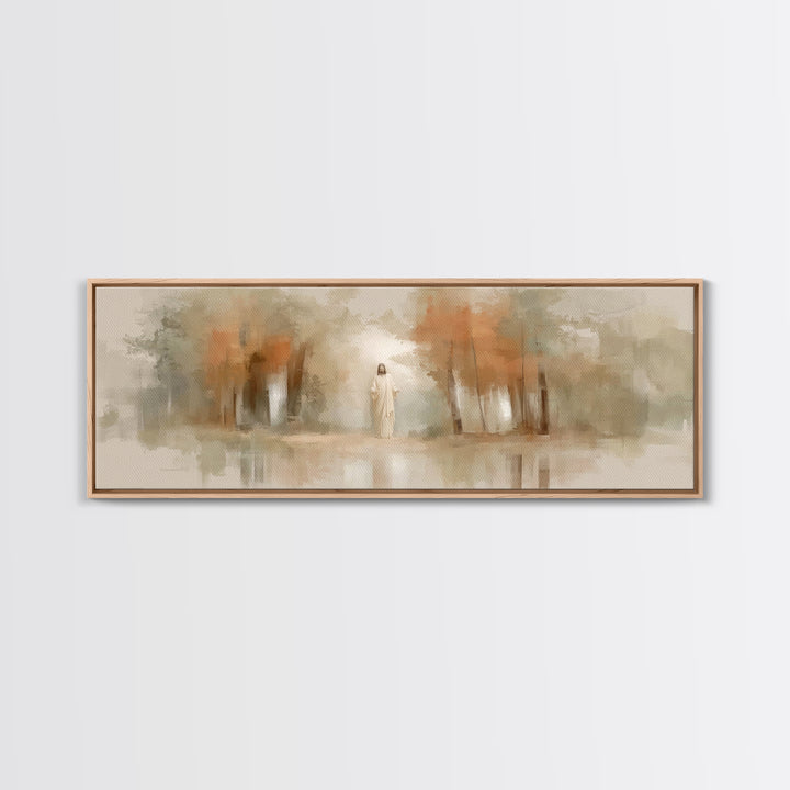 Autumn Light Divine | Framed Canvas Print | Christian Wall Art | Panoramic Wall Art | Jesus Painting | Christian Art Canvas