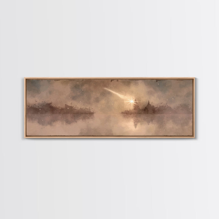 The Guiding Star – Framed Canvas Print – Panoramic Wall Art – Christian Wall Art – Christian Art Canvas – Christmas Art – Jesus Painting