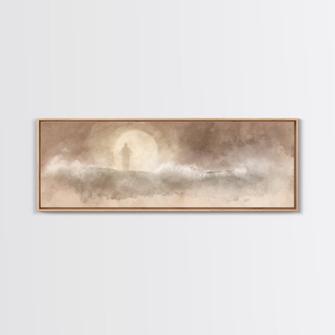 Calm Of The Storm – Framed Canvas Print – Panoramic Art – Christian Wall Art – Jesus Painting – Christian Art Canvas – Christian Gift