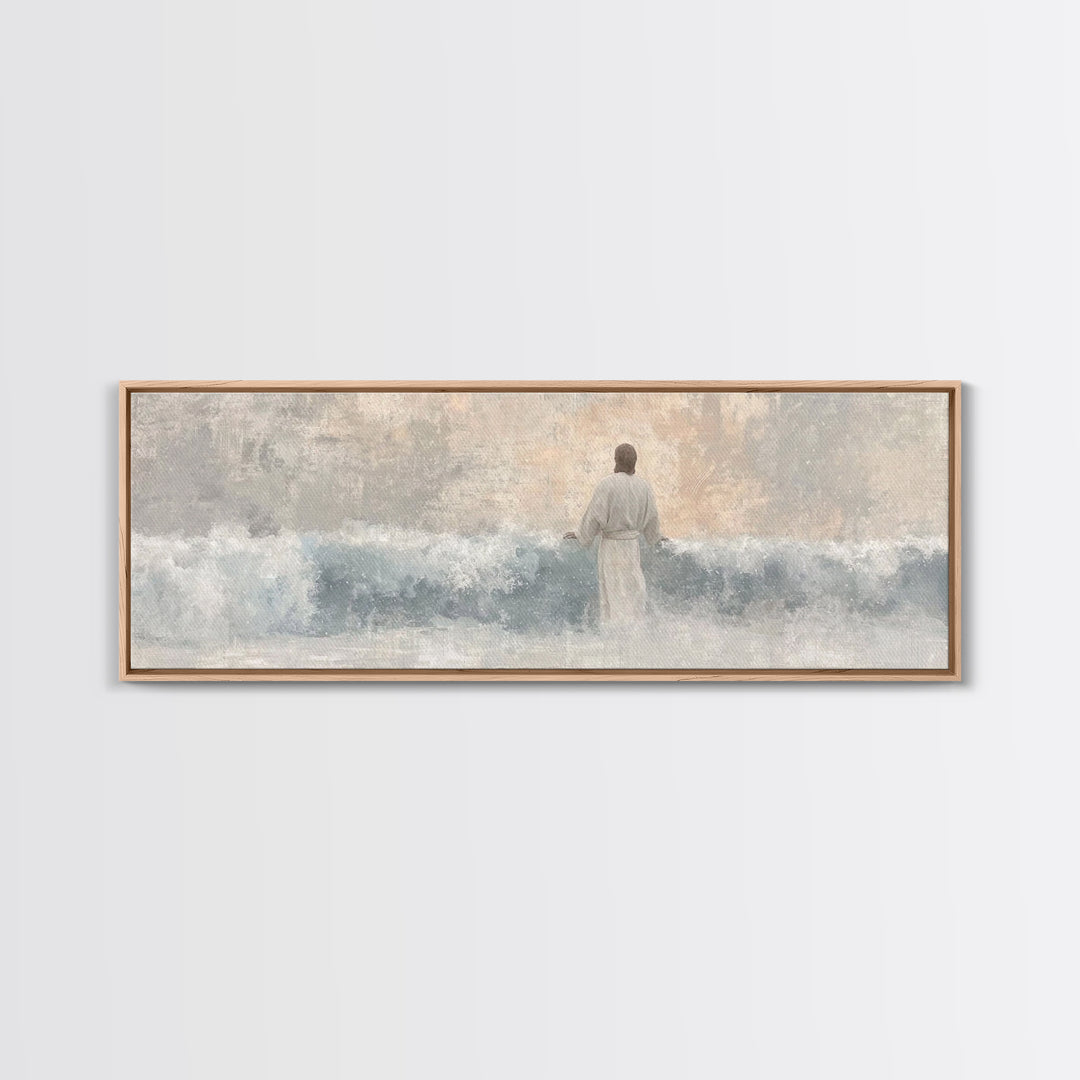 Waves Of Salvation – Framed Canvas Print – Christian Art – Jesus Canvas Art – Panoramic Wall Art – Christian Painting – Christian Gift Idea