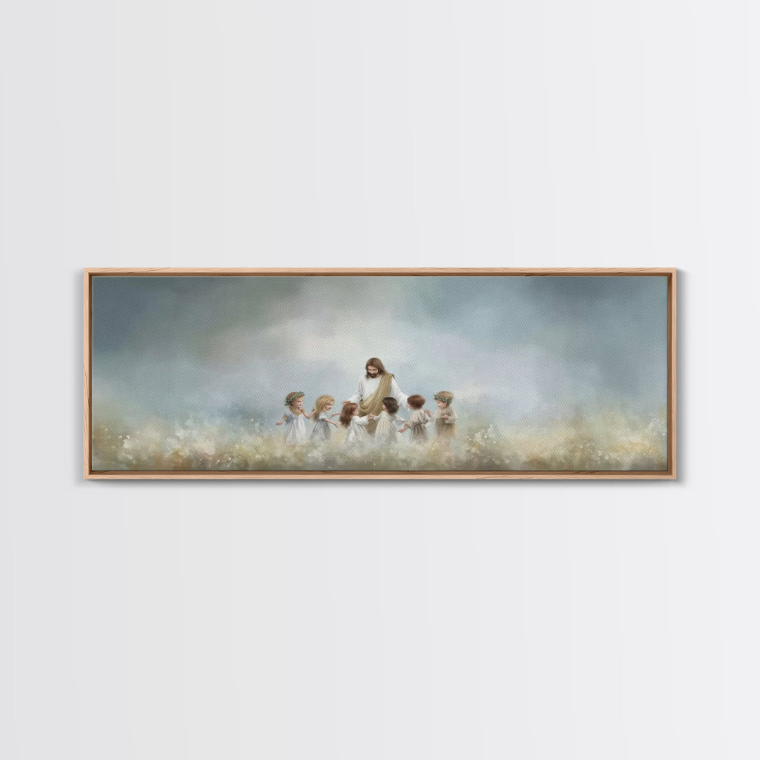 Circle Of His Love, Framed Canvas Print, Christian Wall Art, Jesus Painting, Panoramic Art, Christian Art Canvas, Christian Gift Ideas
