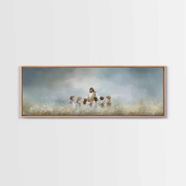 Circle Of His Love, Framed Canvas Print, Christian Wall Art, Jesus Painting, Panoramic Art, Christian Art Canvas, Christian Gift Ideas