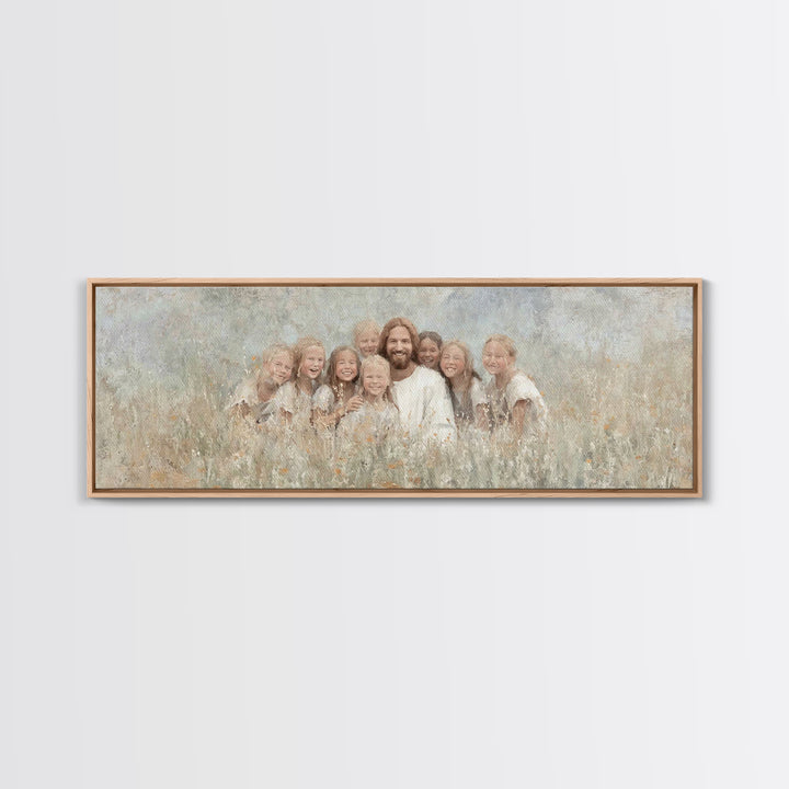 Garden Joy Light | Framed Canvas Print | Christian Art Print | Jesus Canvas Art | Panoramic Wall Art | Christian Painting | Christian Decor