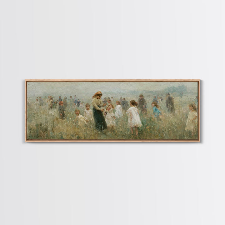 Morning Meadow Joy | Framed Canvas Print | Panoramic Art | Christian Art Canvas | Jesus Painting | Christian Wall Art | Christian Gift Idea