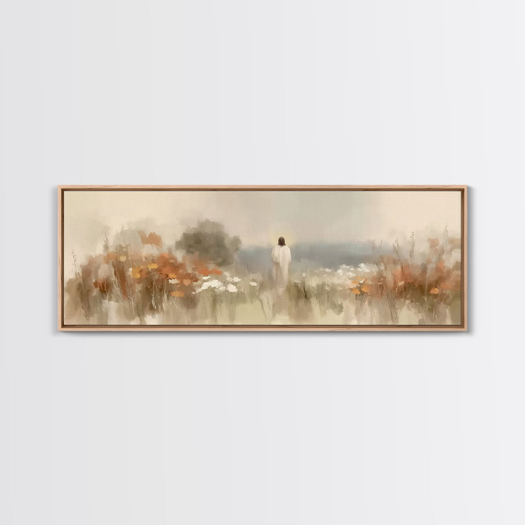 Valley Of Peace – Framed Canvas Print – Panoramic Wall Art – Christian Art Canvas – Christian Painting – Jesus Painting – Christian Gift –