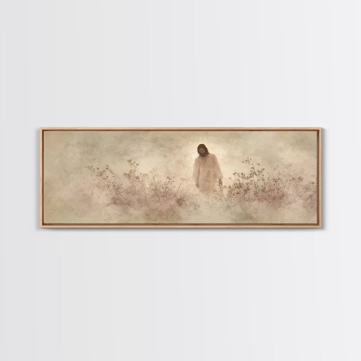 Stillness Of Faith - Framed Canvas Print - Panoramic Art - Christian Art Canvas - Christian Wall Art - Jesus Painting - Modern Christian Ar