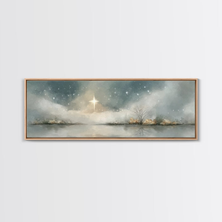 Heavenly Night | Framed Canvas Print | Panoramic Print | Christian Art | Christmas Wall Art | Christian Art Canvas | Christian Christmas De