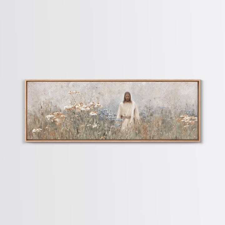 Garden Of Hope, Framed Canvas Print, Panoramic Print, Christian Art Canvas, Christian Wall Art, Jesus Painting, Vintage Christian Art, Chri