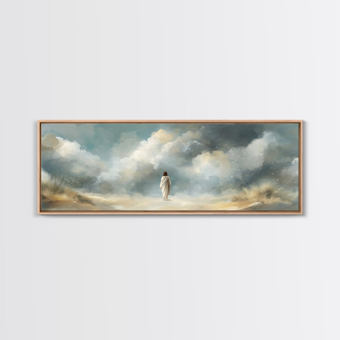 Cloudborne Light – Framed Canvas Print – Panoramic Print – Christian Art Canvas – Jesus Painting – Christian Wall Art – Modern Christian Ar