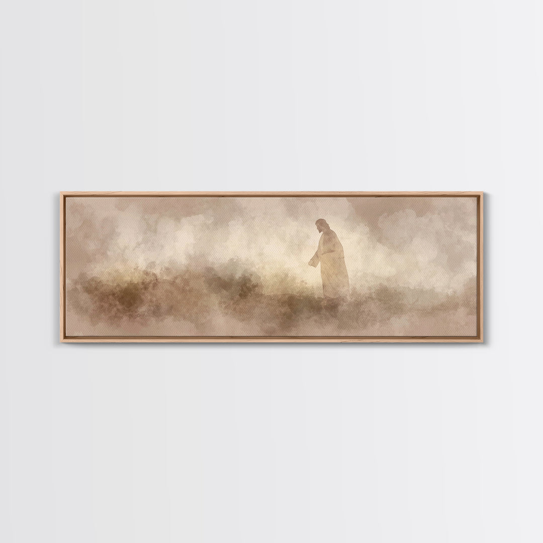 Dust And Dawn | Framed Canvas Print | Panoramic Frame | Christian Art Canvas | Jesus Painting | Christian Wall Art | Moody Christian Art |