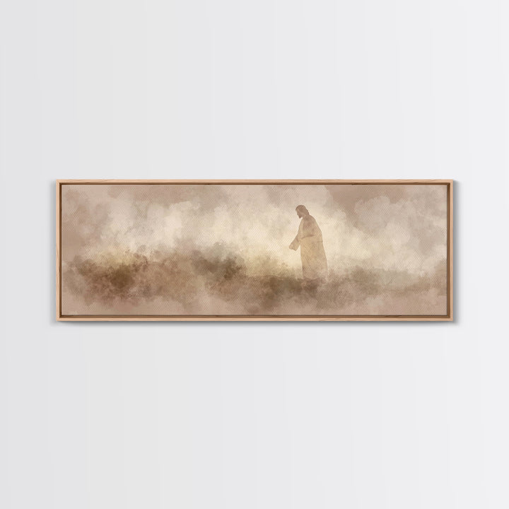 Dust And Dawn | Framed Canvas Print | Panoramic Frame | Christian Art Canvas | Jesus Painting | Christian Wall Art | Moody Christian Art |