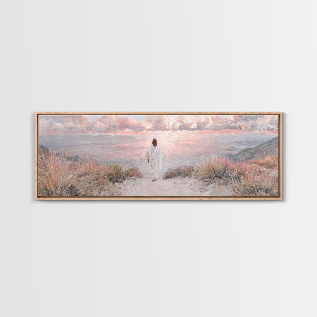 Radiant Ascend, Framed Canvas Print, Extra Wide Art, Christian Wall Art, Christian Art Canvas, Jesus Painting, Modern Christian Painting, C