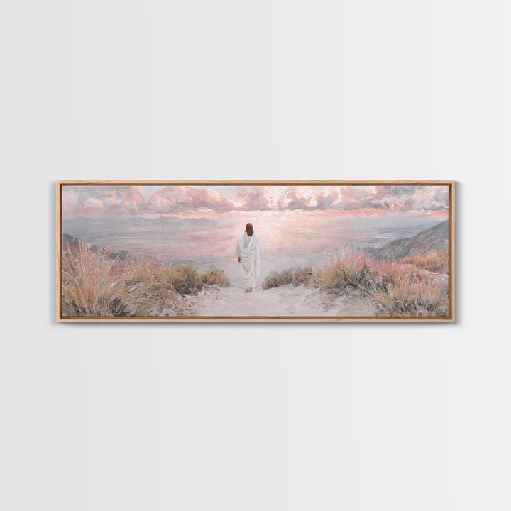 Radiant Ascend, Framed Canvas Print, Extra Wide Art, Christian Wall Art, Christian Art Canvas, Jesus Painting, Modern Christian Painting, C