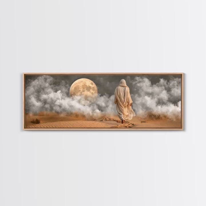 Midnight Pilgrim – Framed Canvas Print – Panoramic Painting – Jesus Painting – Christian Art Canvas – Christian Wall Art – Vintage Christia