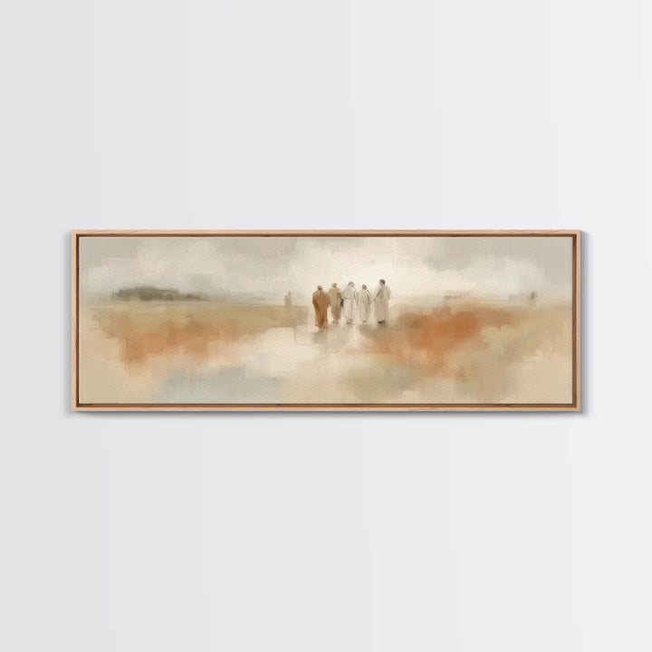 Gathered In Faith – Framed Canvas Print – Panoramic Art – Christian Art Canvas – Christian Wall Art – Jesus Painting – Modern Christian Art