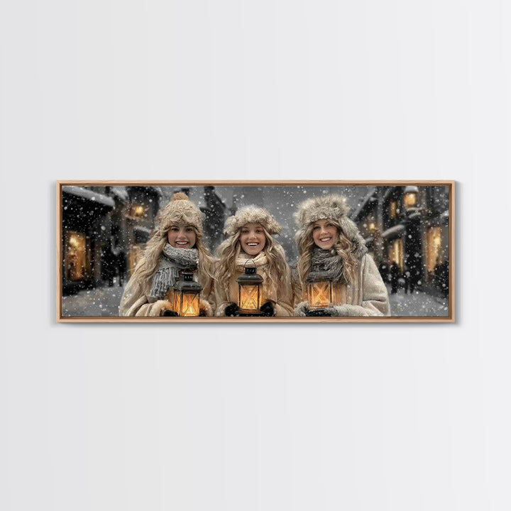 Winter Lantern Joy | Framed Canvas Print | Panoramic Art | Christmas Wall Art | Christian Christmas Art | Christian Decor | Christian Art C