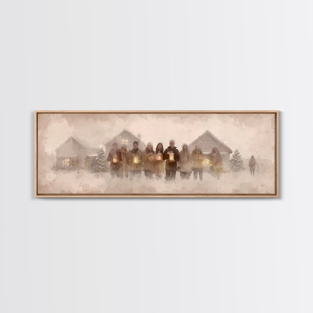 Winter Choir Line | Framed Canvas Print | Panoramic Painting | Christmas Art | Christian Christmas Art | Christian Decor | Christian Art Ca