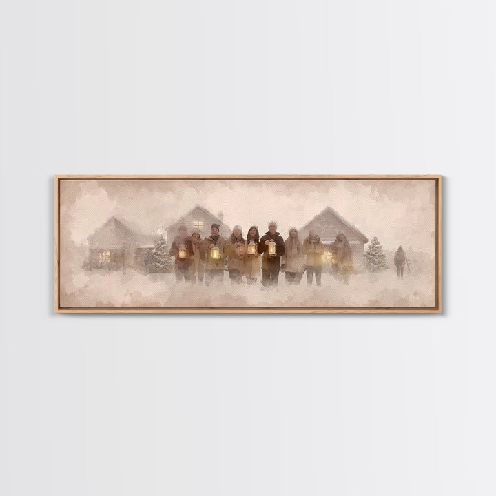Winter Choir Line | Framed Canvas Print | Panoramic Painting | Christmas Art | Christian Christmas Art | Christian Decor | Christian Art Ca