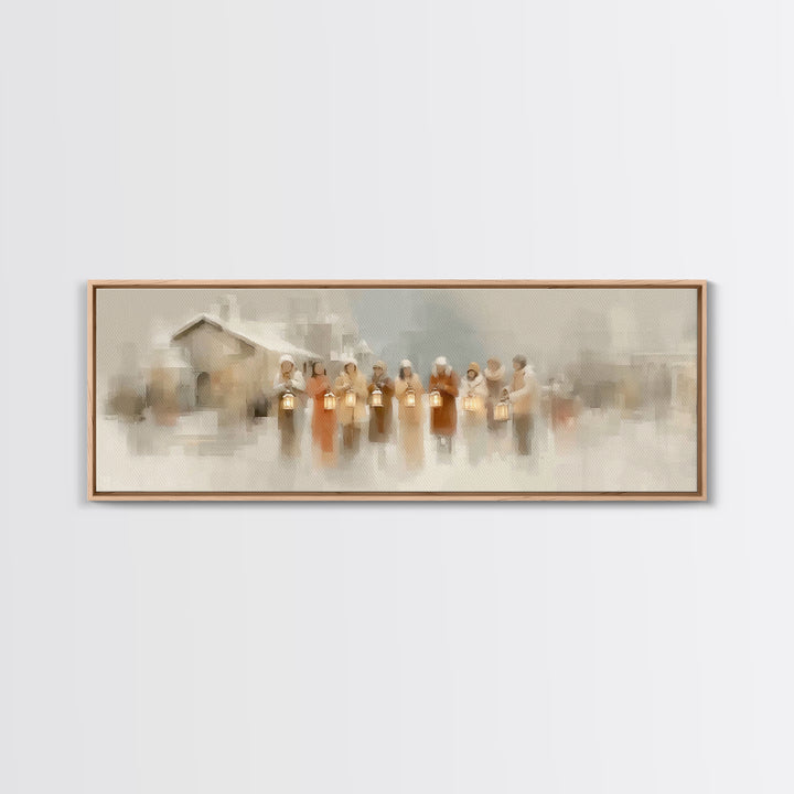 Lanterns Of Peace – Framed Canvas Print – Panoramic Art – Christmas Wall Art – Christian Christmas Art – Christian Decor – Christian Art Ca