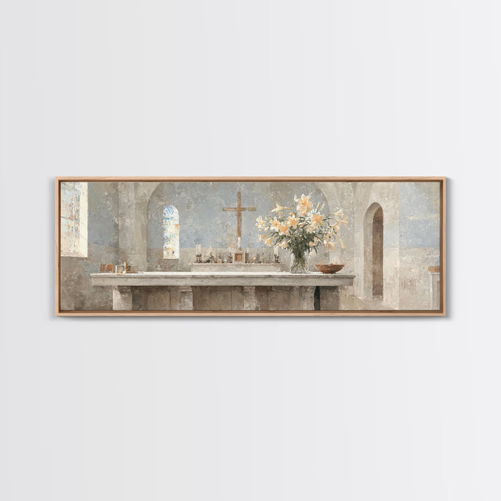 Sacred Stillness | Framed Canvas Print | Panoramic Wall Art | Christian Art Canvas | Christmas Art | Christian Art | Moody Christian Art