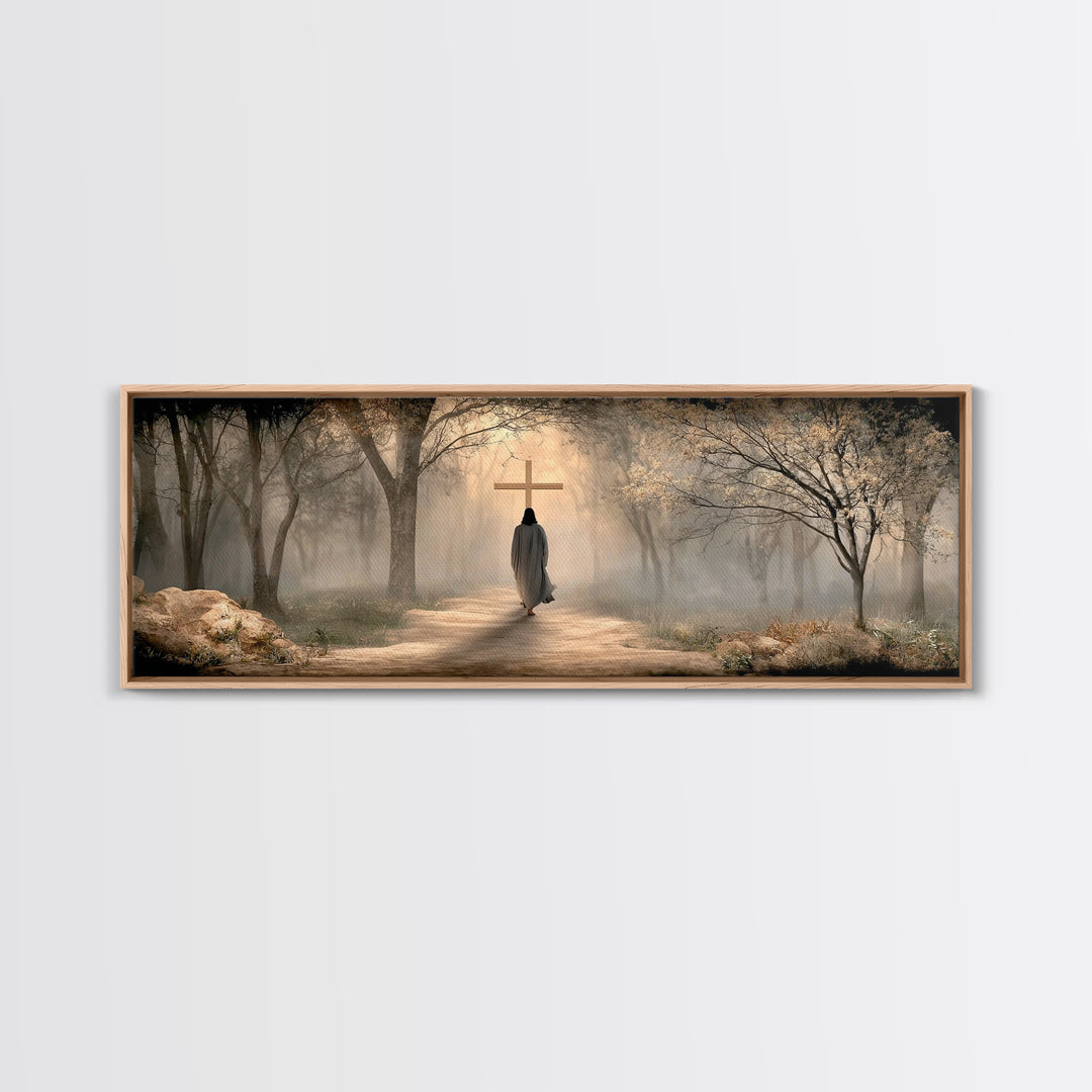 Path Of Mercy – Framed Canvas Print – Christian Wall Art – Jesus Painting – Panoramic Art – Christian Art Canvas – Christian Christmas Art