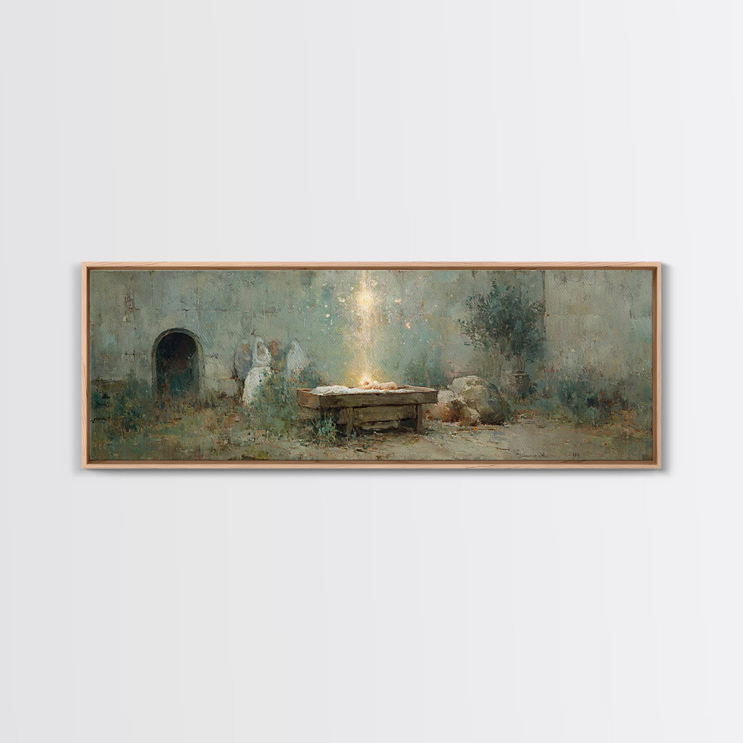Holy Birthstead – Framed Canvas Print – Christian Christmas Art – Panoramic Wall Art – Christian Art Canvas – Christmas Wall Art – Christia