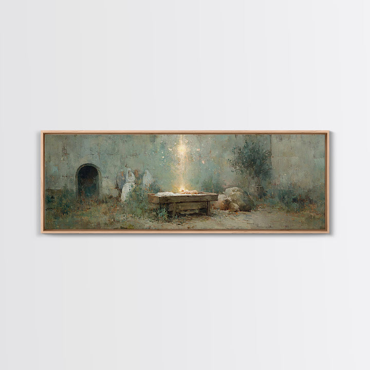 Holy Birthstead – Framed Canvas Print – Christian Christmas Art – Panoramic Wall Art – Christian Art Canvas – Christmas Wall Art – Christia
