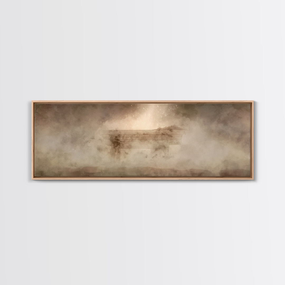 Holy Cradle Glow, Framed Canvas Print, Panoramic Wall Art, Christian Art Canvas, Christian Christmas Art, Christmas Wall Art, Christian Dec