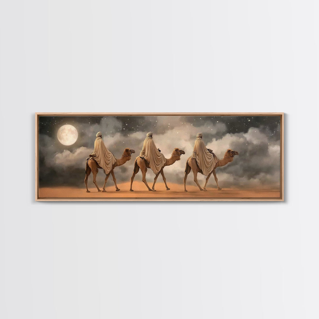 Night Of Promise – Framed Canvas Print – Panoramic Print – Christian Wall Art – Christmas Art – Christian Art Canvas – Christian Christmas