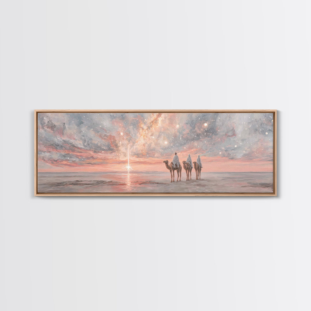 Dawn Star Journey, Framed Canvas Print, Panoramic Art, Christian Wall Art, Christian Art Canvas, Christmas Art Prints, Christian Gift Ideas