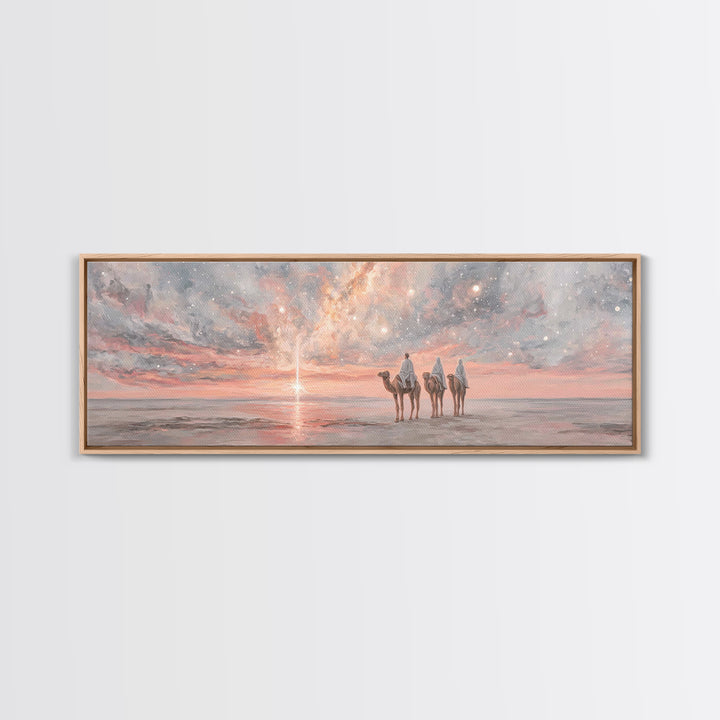 Dawn Star Journey, Framed Canvas Print, Panoramic Art, Christian Wall Art, Christian Art Canvas, Christmas Art Prints, Christian Gift Ideas