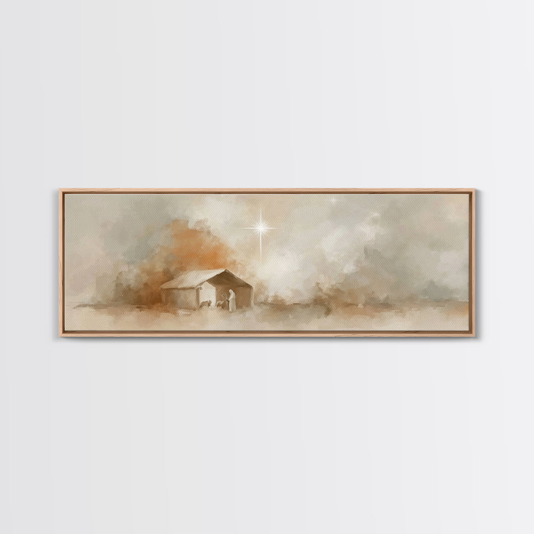 Bethlehem Dawn | Framed Canvas Print | Panoramic Painting | Christian Art | Christmas Wall Art | Christian Art Print | Christian Christmas