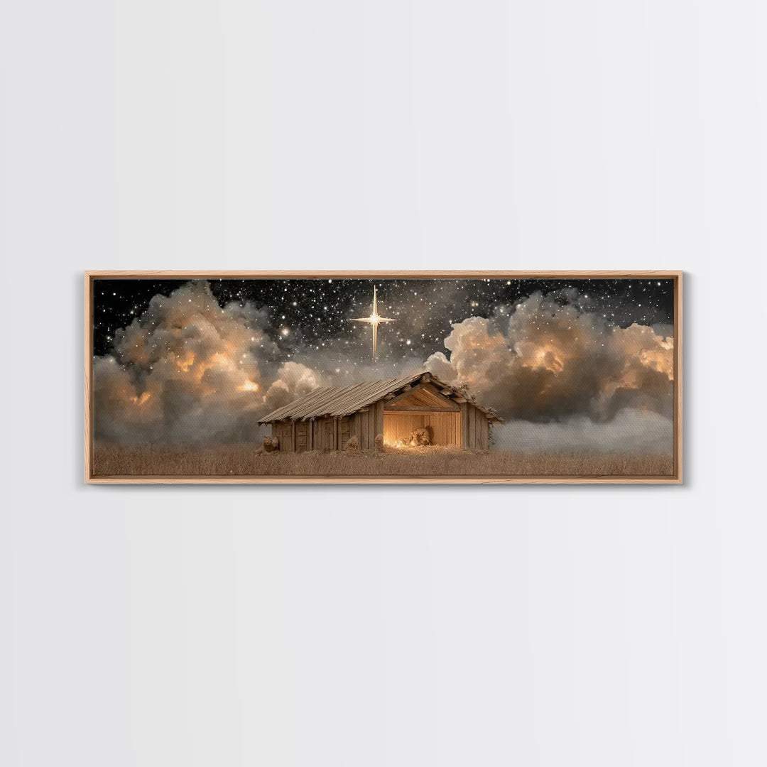 Humble Refuge | Framed Canvas Print | Panoramic Wall Art | Christian Christmas Art | Christmas Art Work | Christian Gift Ideas | Christian