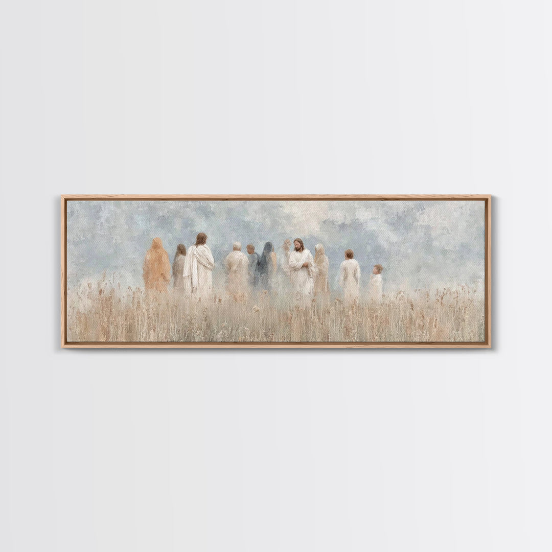 Gathered In Grace | Framed Canvas Print | Panoramic Art | Christian Wall Art | Christian Art Painting | Jesus Art Print | Christian Decor
