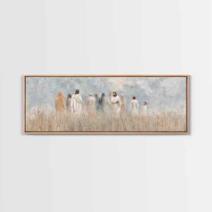 Gathered In Grace | Framed Canvas Print | Panoramic Art | Christian Wall Art | Christian Art Painting | Jesus Art Print | Christian Decor