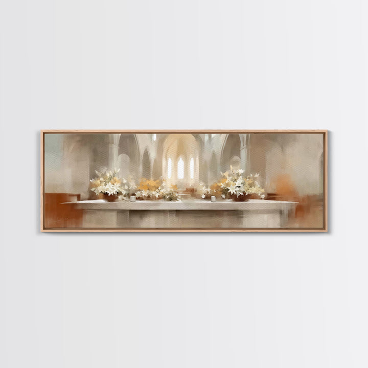 Lily Adoration | Framed Canvas Print | Panoramic Painting | Christian Art | Christian Wall Art | Christian Art Canvas | Christmas Art