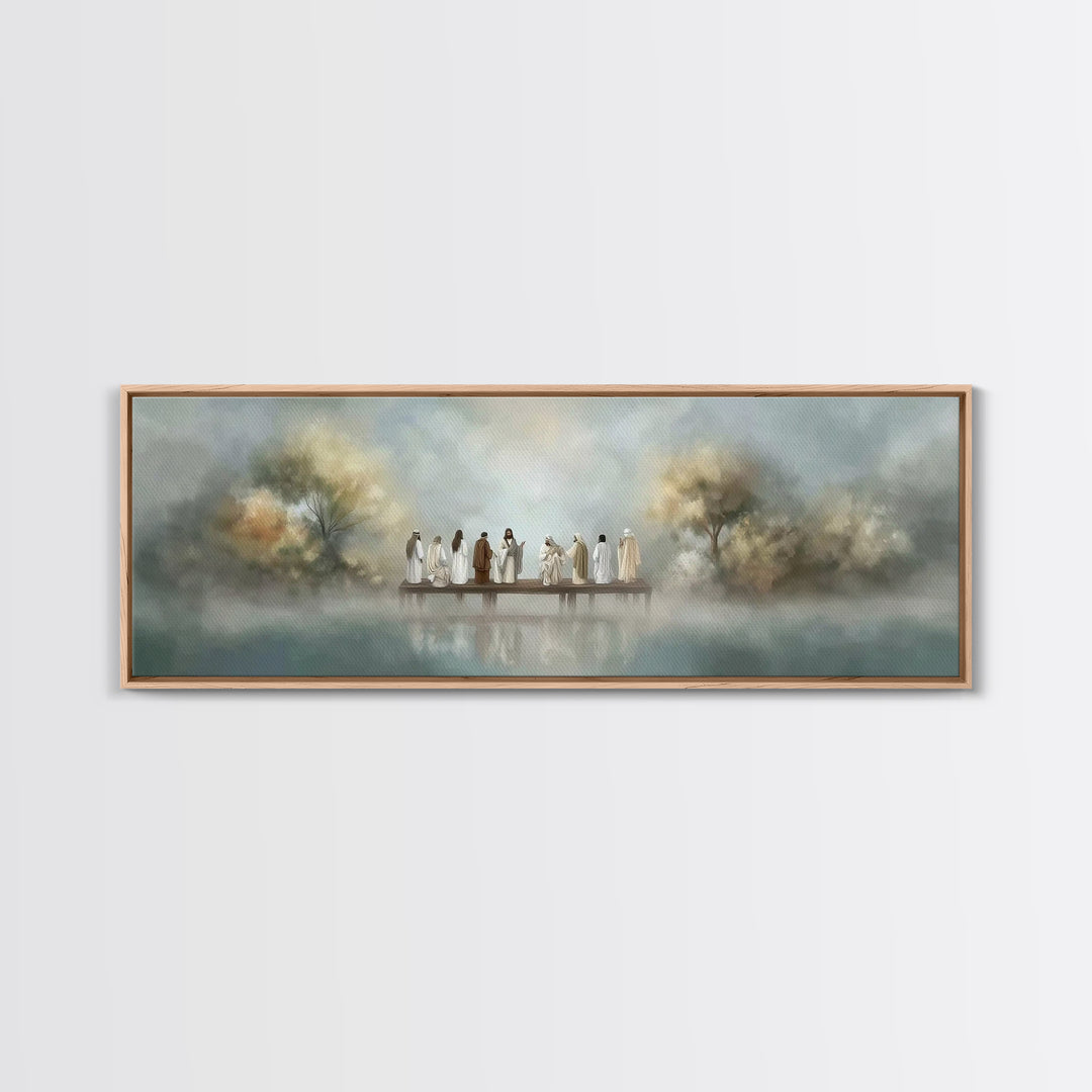 Dawn Of Promise, Framed Canvas Print, Christian Art Canvas, Jesus Painting, Christian Wall Art, Panoramic Wall Art, Modern Christian Art