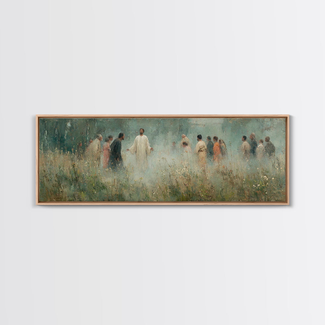 Mist Of Revelation, Framed Canvas Print, Christian Wall Art, Jesus Painting, Christian Art Canvas, Panoramic Frame, Vintage Christian Art