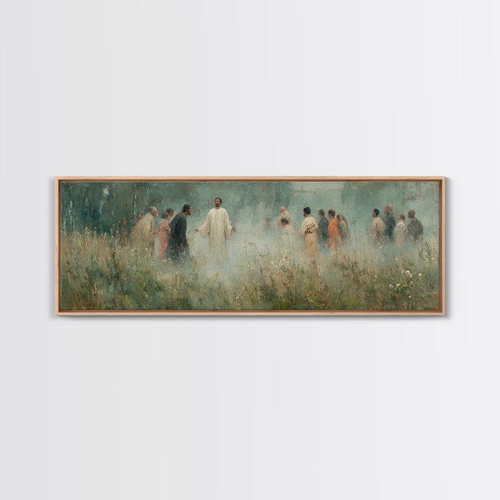 Mist Of Revelation, Framed Canvas Print, Christian Wall Art, Jesus Painting, Christian Art Canvas, Panoramic Frame, Vintage Christian Art