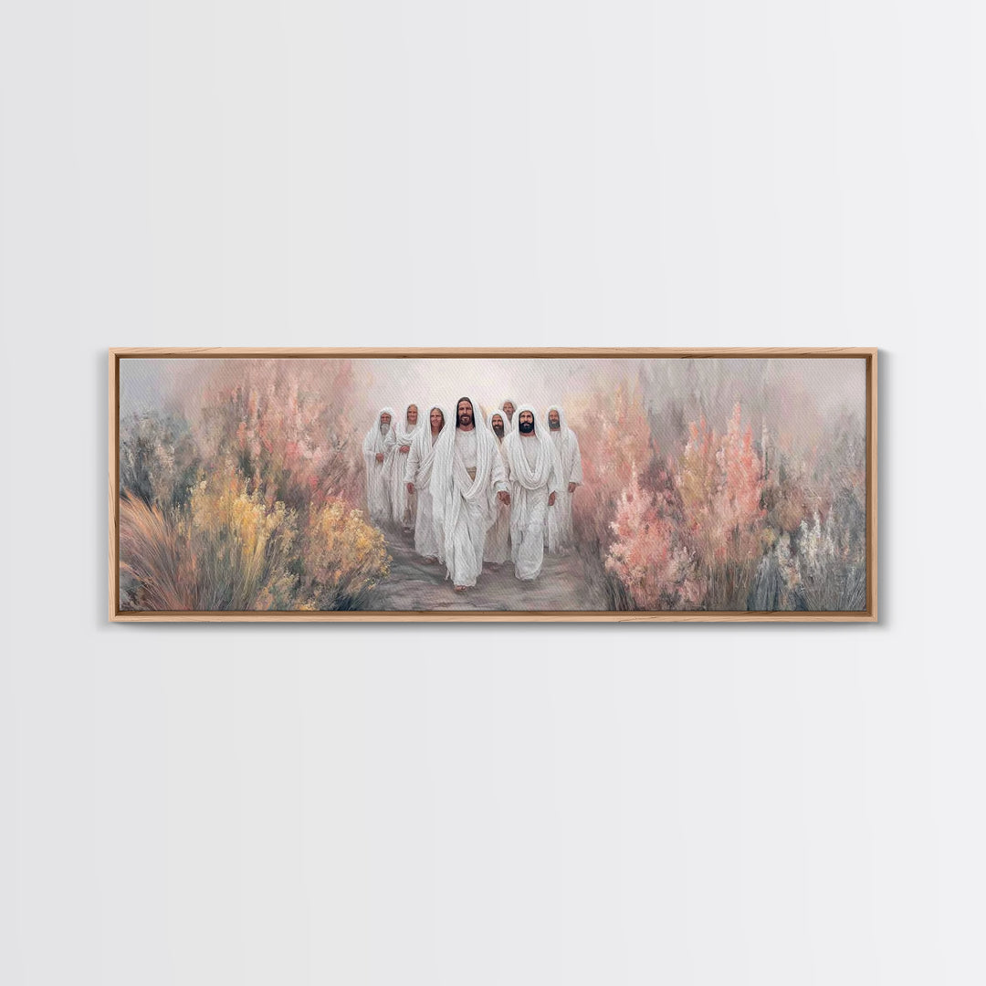 Walking In Glory | Framed Canvas Print | Christian Art Canvas | Christian Wall Art | Jesus Painting | Panoramic Art | Modern Christian Art