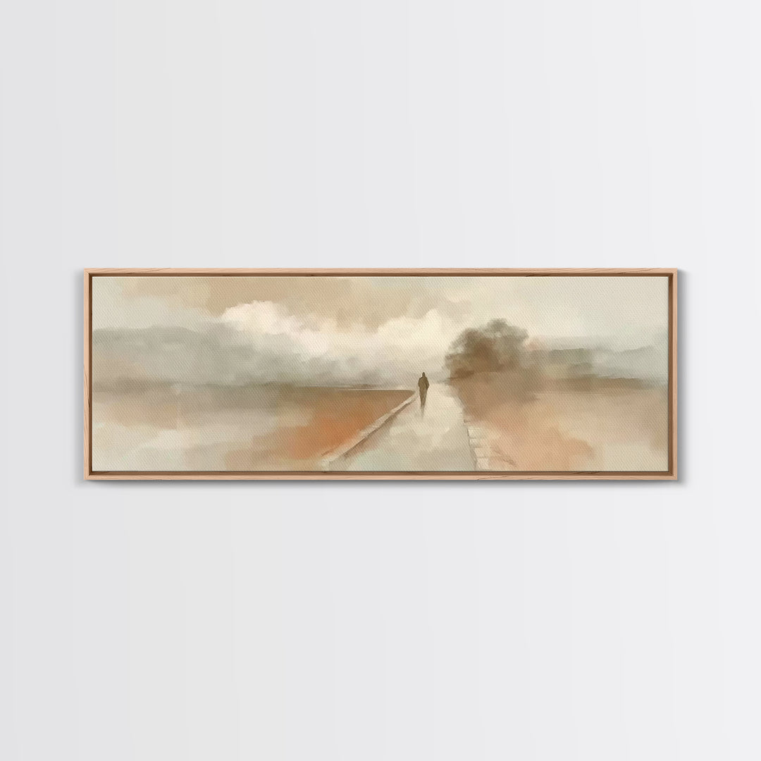 Silent Winter Path – Framed Canvas Print – Christian Wall Art – Christian Art Canvas – Jesus Painting – Panoramic Art – Christmas Art