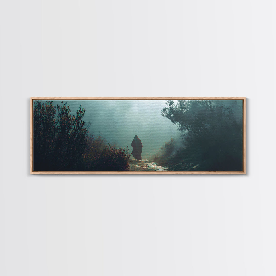 Shrouded Wilderness Path – Framed Canvas Print – Christian Wall Art – Panoramic Painting – Jesus Art Print – Christian Art Canvas – Christm