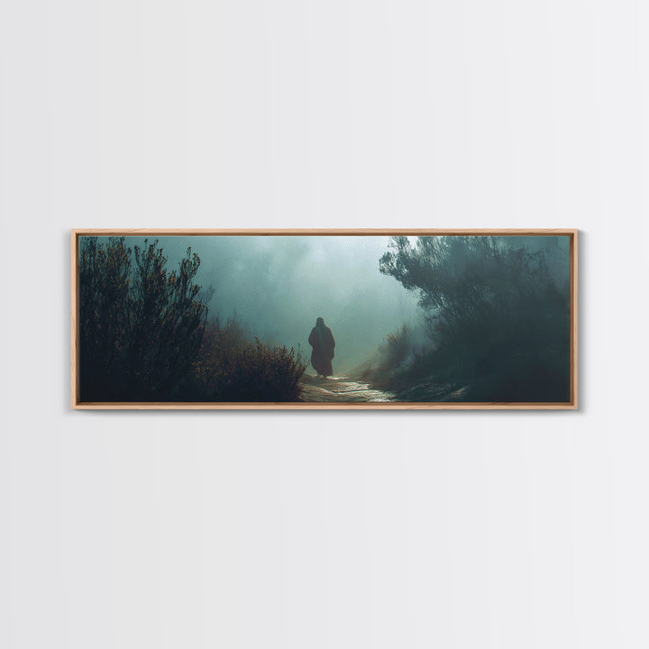Shrouded Wilderness Path – Framed Canvas Print – Christian Wall Art – Panoramic Painting – Jesus Art Print – Christian Art Canvas – Christm