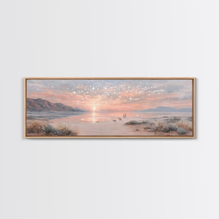 Starry Dawn Promise – Framed Canvas Print – Christian Wall Art – Panoramic Painting – Christian Art Canvas – Christmas Art – Jesus Painting