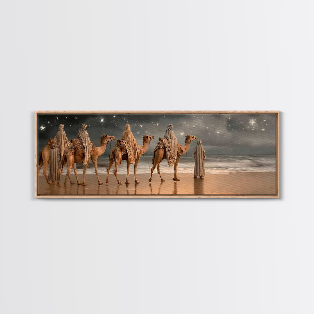 Guiding Star Journey | Framed Canvas Print | Christian Wall Art | Panoramic Print | Christian Art Canvas | Christmas Art | Christian Painti