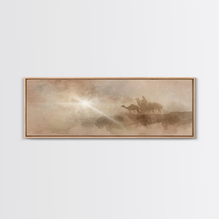 Desert Star Procession, Framed Canvas Print, Christian Wall Art, Panoramic Wall Art, Christmas Art, Christian Art Canvas, Jesus Painting