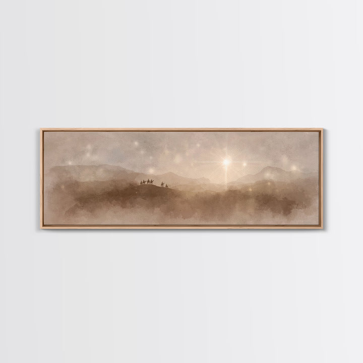 Midnight Caravan Sky | Framed Canvas Print | Panoramic Painting | Christian Art Canvas | Christmas Art | Christian Wall Art | Jesus Paintin