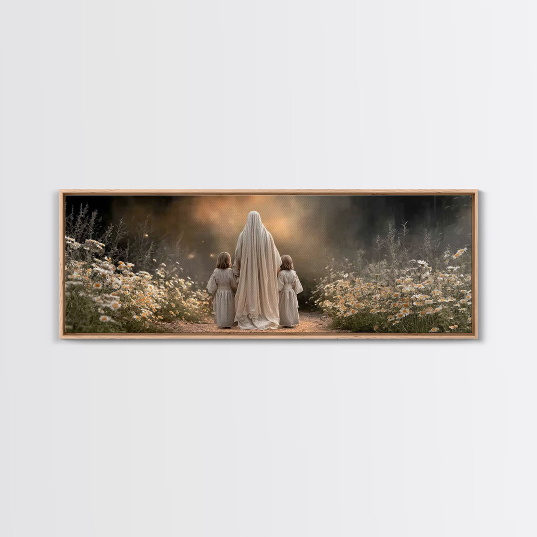 Garden of Peace | Framed Canvas Print | Panoramic Wall Art | Christian Art Canvas | Jesus Painting | Christian Decor | Christmas Art